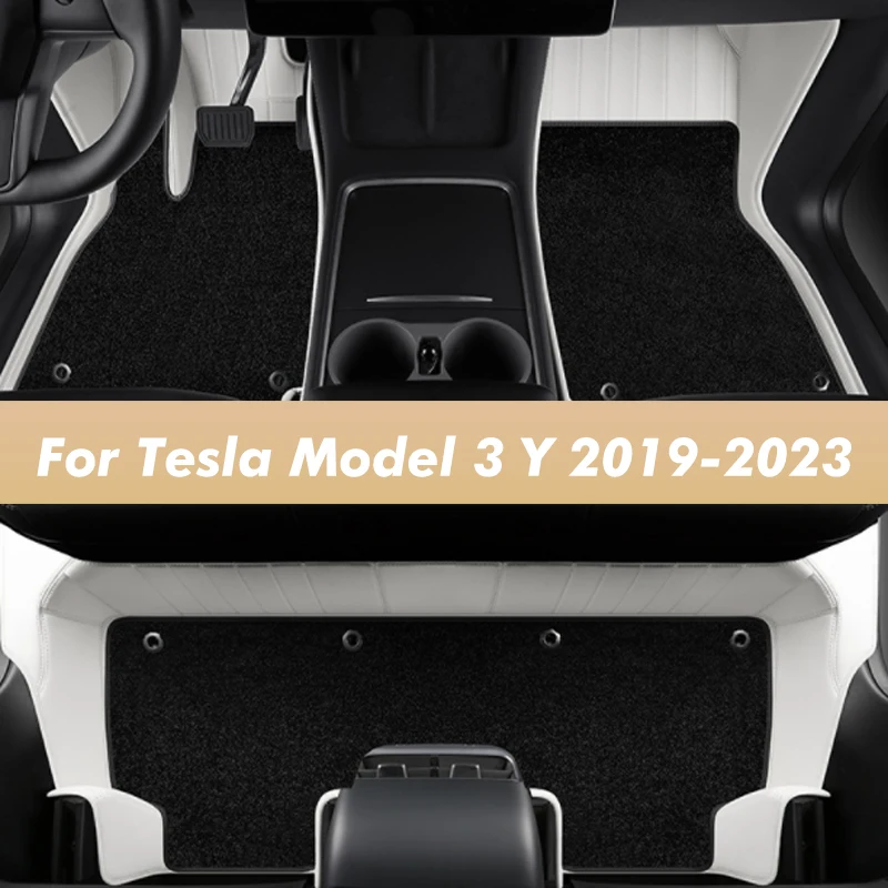 For Tesla Model 3/Y 3D Car Floor Mat PU Leather Double-Layer Full