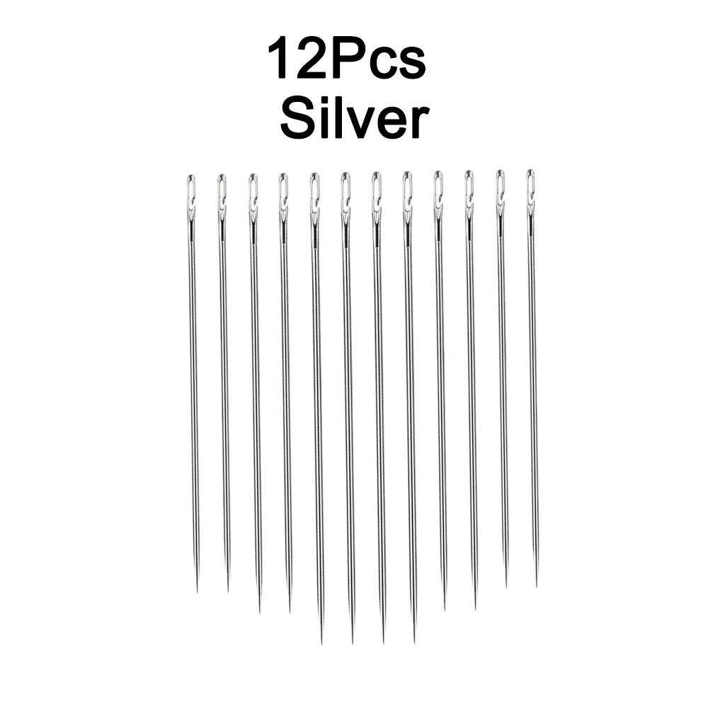 12/24 Pcs Blind Needle Elderly Needle-side Hole Hand Household Sewing Stainless Steel Sewing Needless Threading Apparel Sewing chalk pencil for fabric Fabric & Sewing Supplies