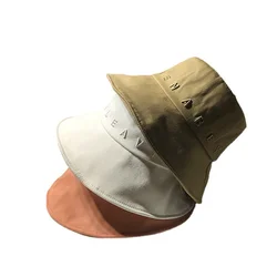 Letter Embroidered Fisherman Hat Women's Summer Panama Hats Solid Color Casual Sunshade Caps Designer Bucket Hat Hiking Hat
