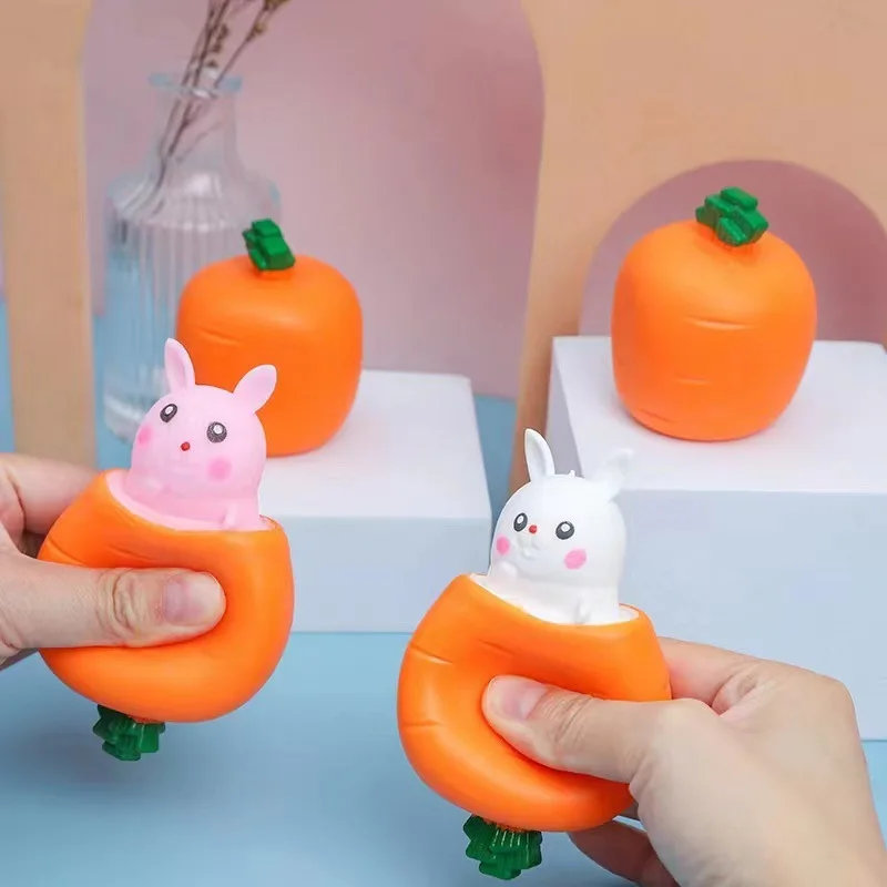 

Children's Anti-stress Toys Carrot Rabbit Stress Relief Slow Lift Originality Vent Extrusion Cup Fun Squeeze Creativity 2023