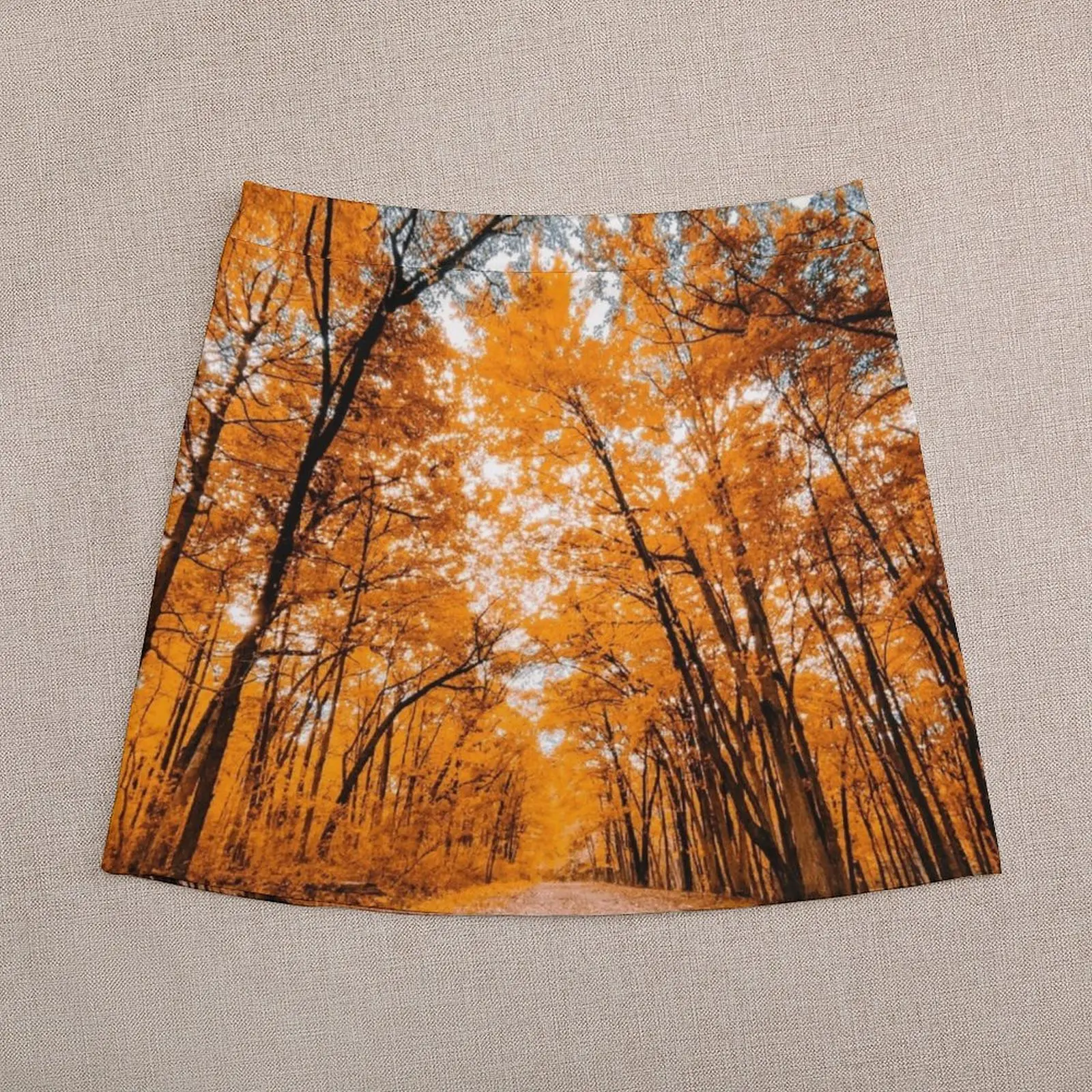 Orange Fall Forest Trail Mini Skirt Woman clothing Female clothing
