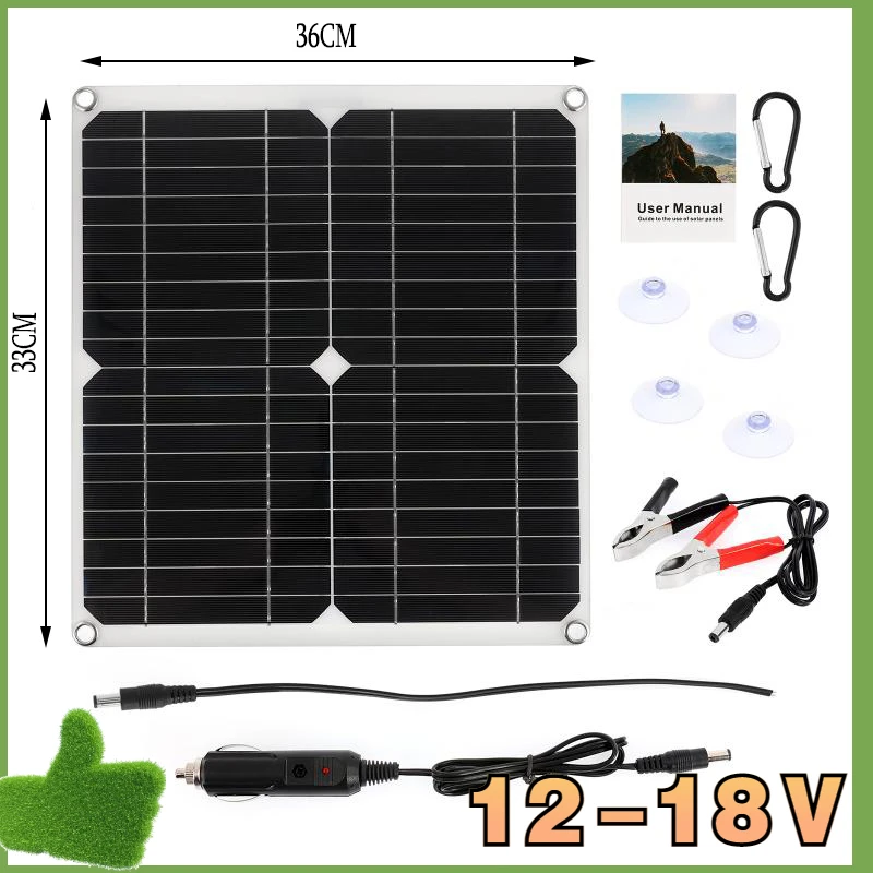 

100W Solar Panel Dual USB 18V/5V With 30A Controller Waterproof Cells Poly for Car Yacht RV Battery Charger