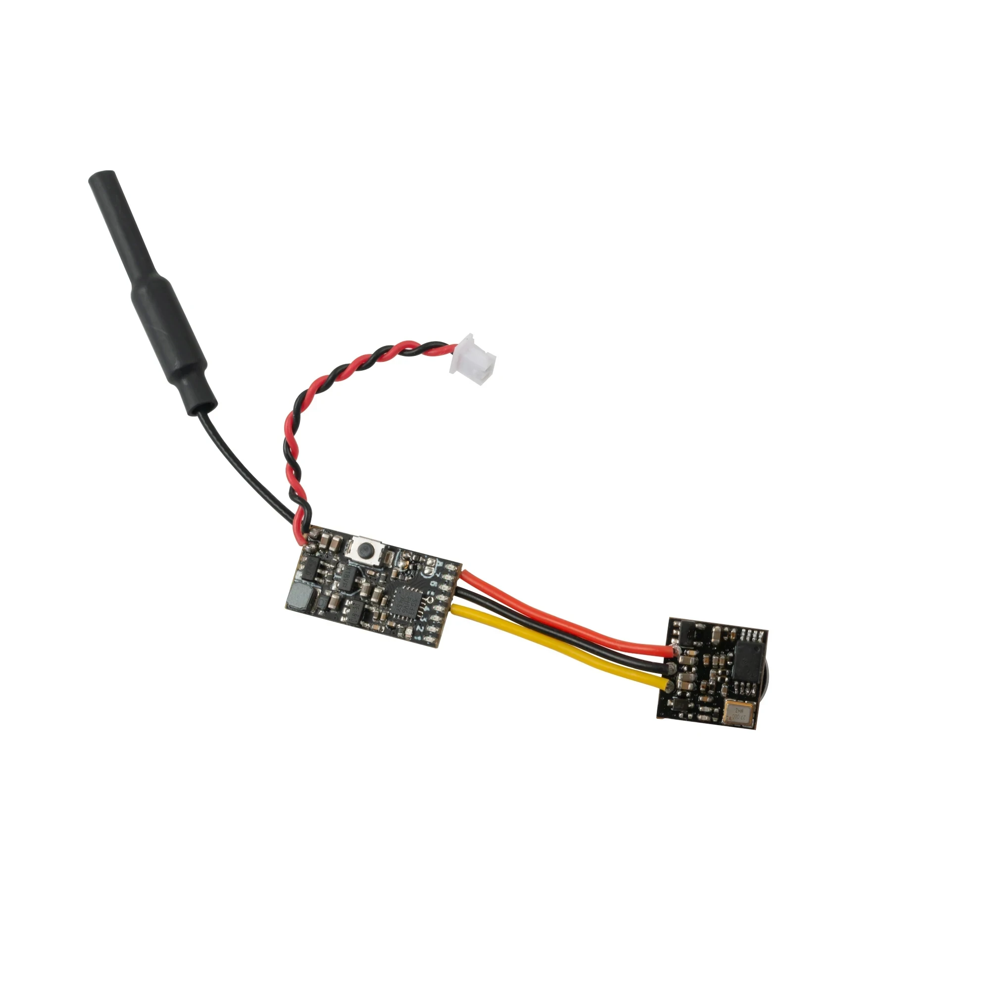 Caméra FPV 800TVL CMOS 1/4" fixée sur un support, idéale pour une installation sur micro moteur ESC.