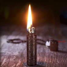 

New Sandalwood Gasoline Petrol Lighter Pendant Retro Flint Kerosene Cigarette Lighters Chinoiserie Smoking Accessories Gadgets