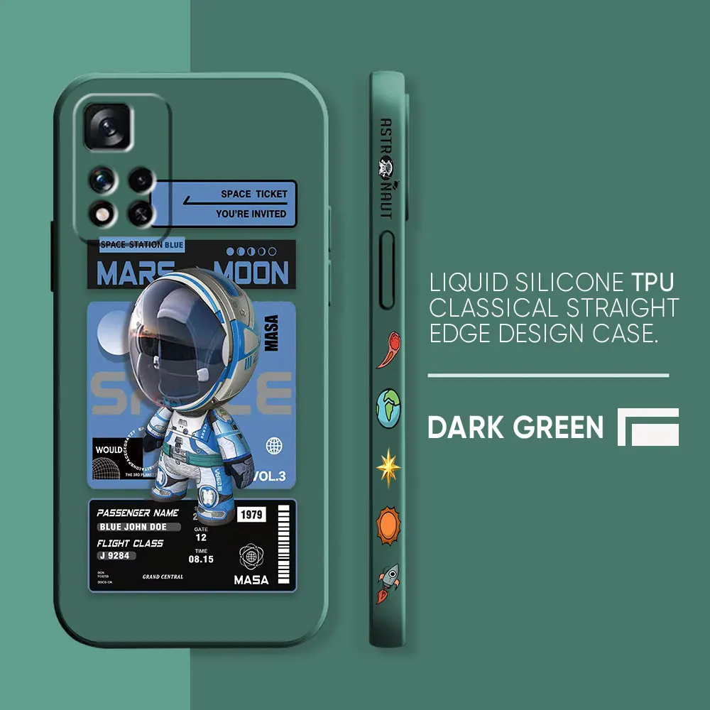 thumbnail image 1 of Case For Redmi Note 12 11 11T 11R 11E 10 9 8 7 7S PRO PLUS 4G 5G Simple Liquid silicone Case Stylish Luxurious Space Astronauts, 1 of 5