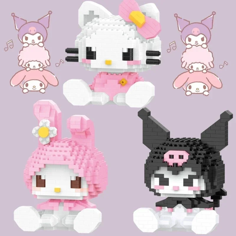 

Sanrio Hello Kitty Building Blocks Bricks Anime My Melody Cinnamoroll Pompompurin Kuromi Friends Girl Children Kid Toy Gift Set