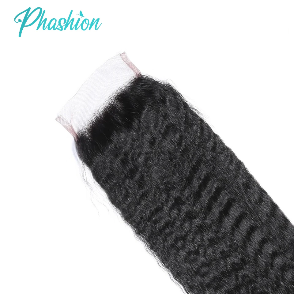 Phashion 7x7 6x6 Kinky Straight Lace Frontal Closure Pre Plucked Transparent Yaki 4x4 5x5 Closure 100% Remy Human Hair For Women 1