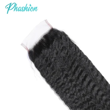 Phashion 7x7 6x6 Kinky Straight Lace Frontal Closure Pre Plucked Transparent Yaki 4x4 5x5 Closure 100% Remy Human Hair For Women 1