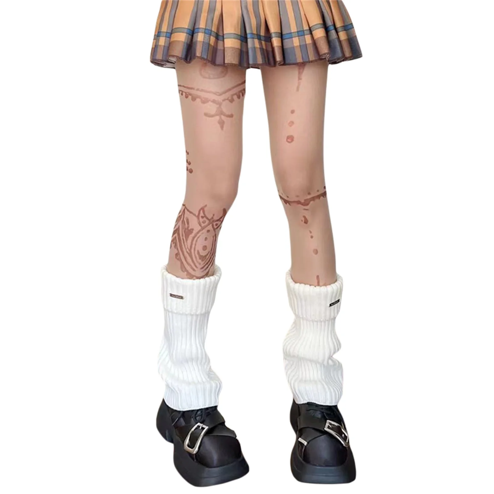 

High Quality Women's Winter Leg Warmers Punk Style Ribbed Knit Knee High Socks Boot Cuffs Topper