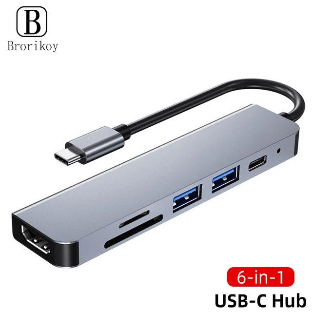 6in1 4 Ports Multifonctionnel Moyeu Avec Sortie HDMI USB Multi