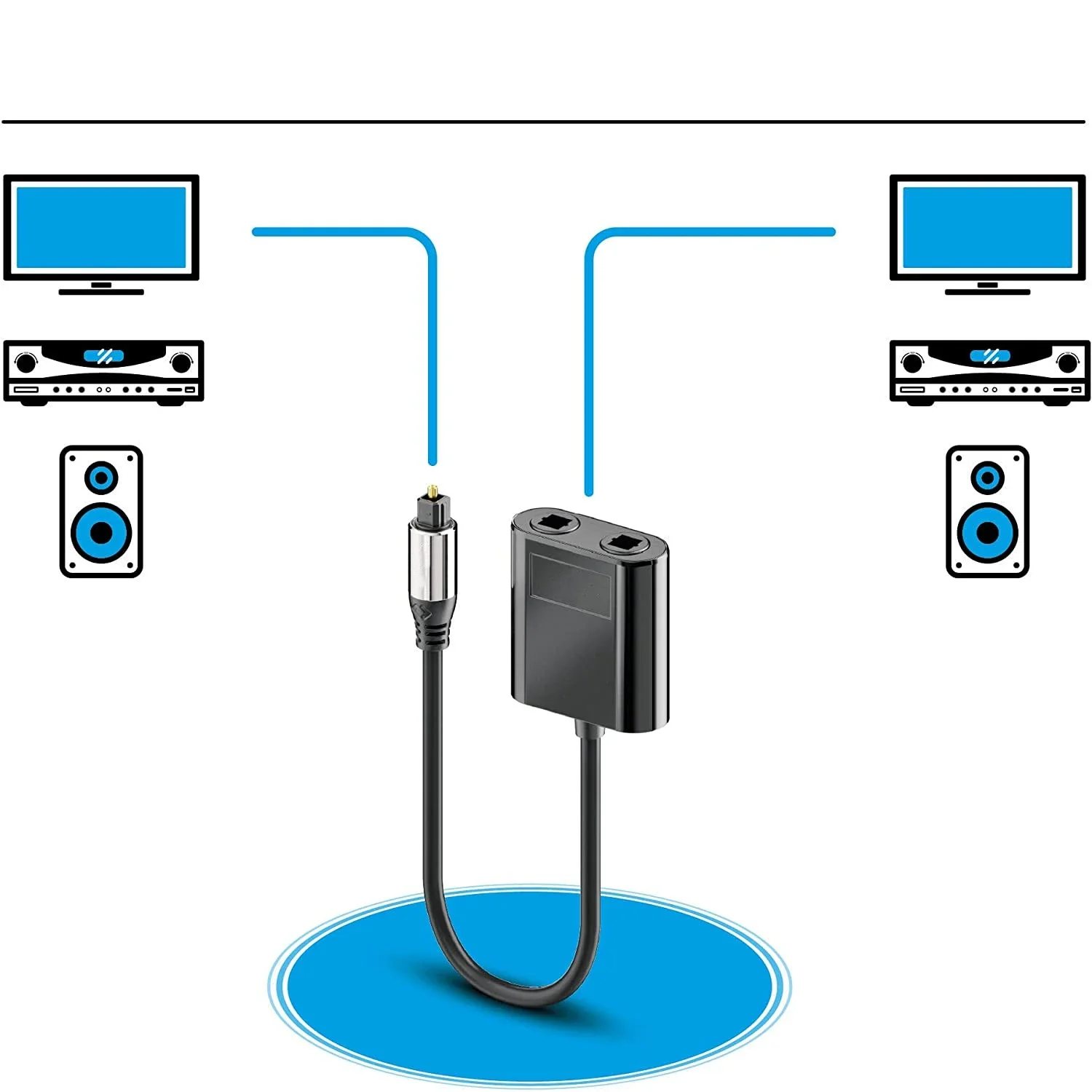 SPDIF 광학 토스링크 광섬유 오디오 섬유 스플리터, HDTV DVD 플레이어 PS4 헤드폰용, 1 수 입력-2 암 출력