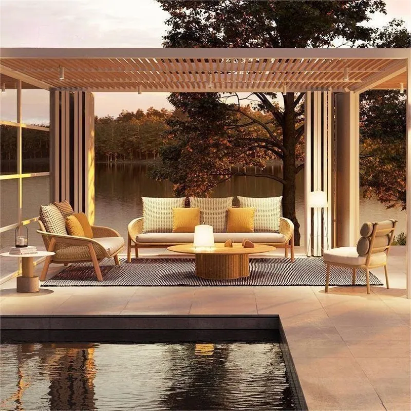 

Luxury Outdoor Patio Solid Wood Sofa Hotel Teak Garden Sofa Furniture Set