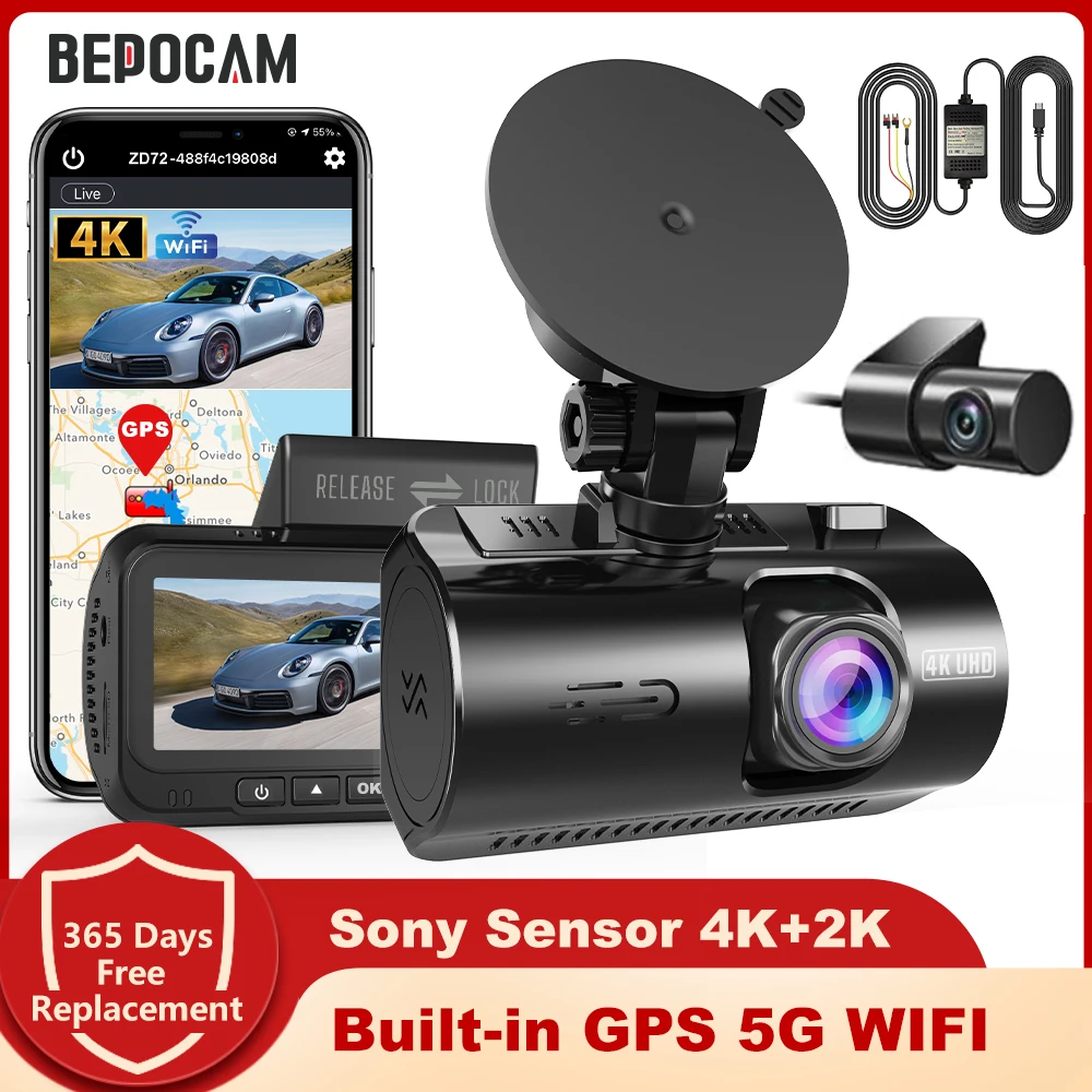 

BEPOCAM ZD72A 4K+2K Dash Cam Built-In GPS 5G WiFi DVR Car Camera For Car Surveillance Cameras Dashcam 24H Parking Monitor