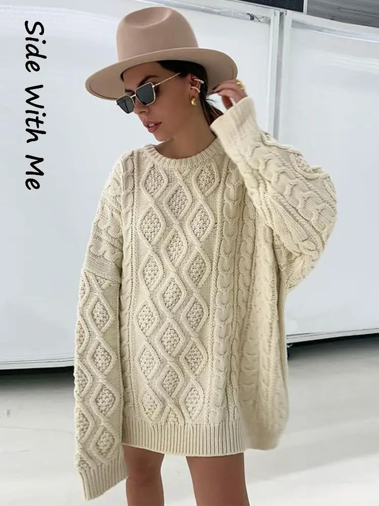 

Side with Me Knitted Oversized Sexy Y2K Women Mini Sweater Dresses 2022 Autumn Winter Long Sleeve Party Club Women's Dresses