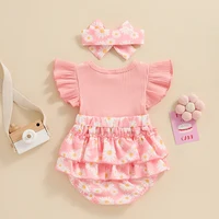 Baby Girl Clothes 3 6 9 12 18 Months Newborn Ruffle Butt  Romper Daisy Overalls Jumpsuit Summer Outfit 4