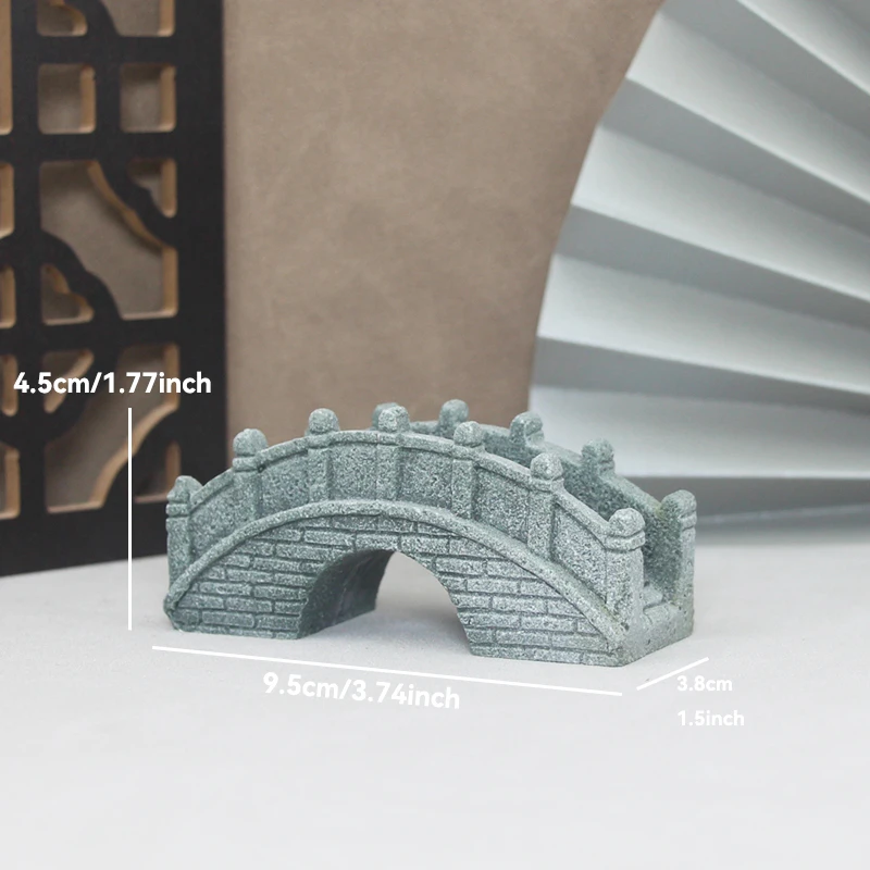Miniature Sandstone Bridge Figurine for Decorative Landscaping and Fairy Gardens