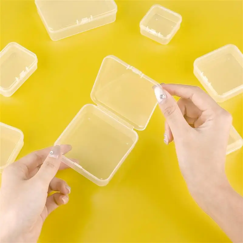 10pcs 플라스틱 상자 직사각형 상자 반투명 상자 포장 상자 보관 상자 방진 단단한 강한 보석 보관 케이스 컨테이너