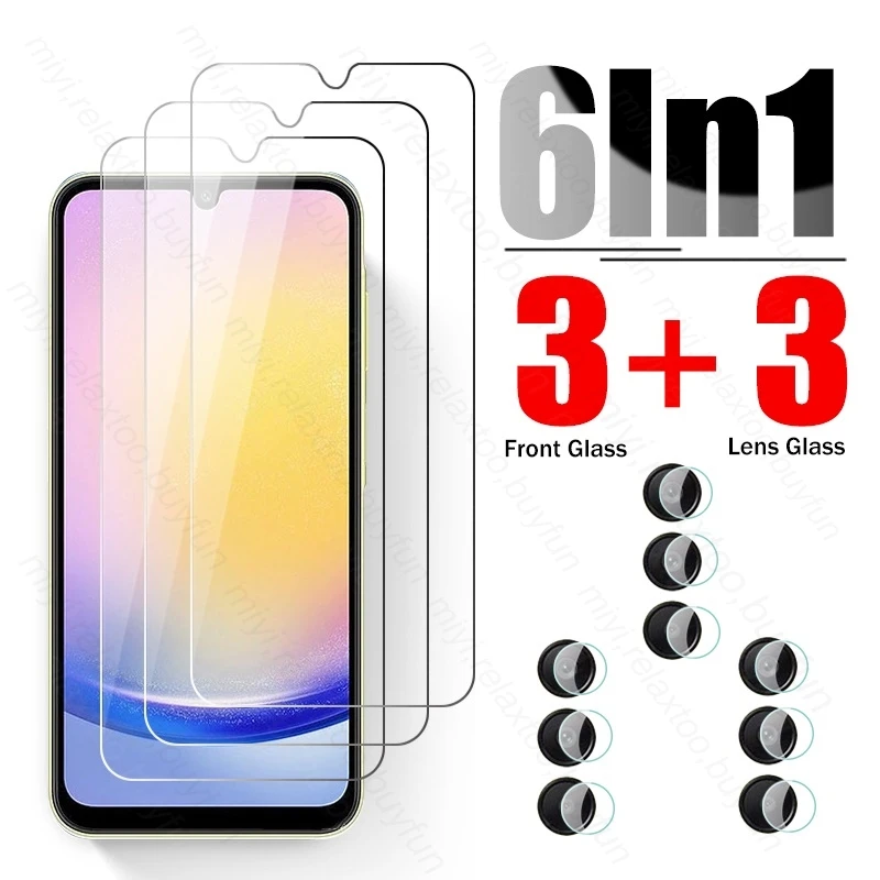 

Защитное стекло для объектива камеры 6 в 1 для Samsung Galaxy A25 5G, защита экрана из закаленного стекла для Sumsung Samung A 25 25A 5G 2023