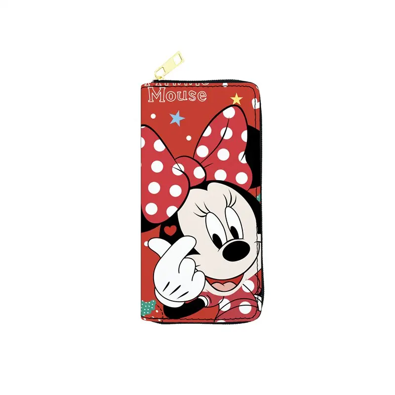 Disney Mickey Mouse Wallet for Women Cartoon Character Minnie Donald Duck PU Leater Long Wallet Multifunction Card Holder Clutch long wallet Wallets