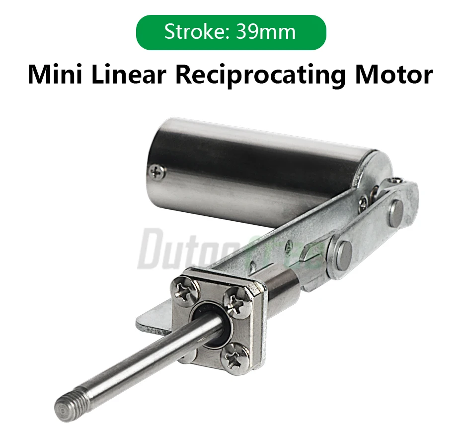 DC Reciprocating Linear Actuator All Metal Body Telescopic Rocker Actuator Stroke 39mm Motor M6 Thread 30-270 Times/min