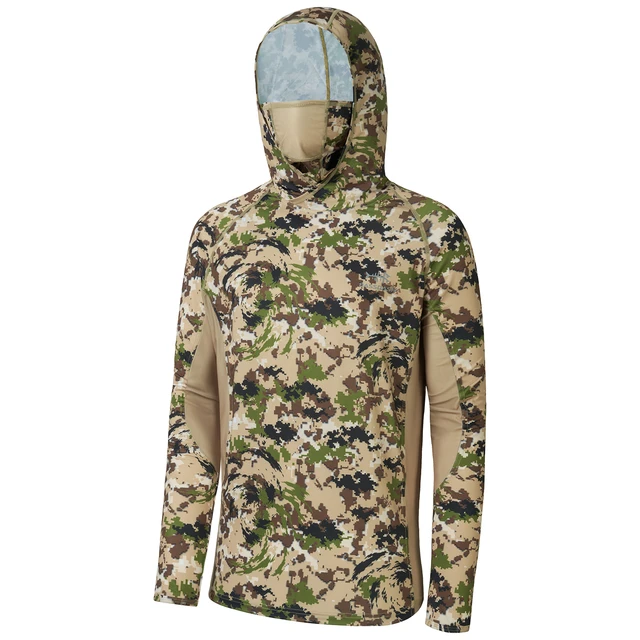 Bassdash Camo Fishing Hoodie for Men Sun Protection with Face Mask