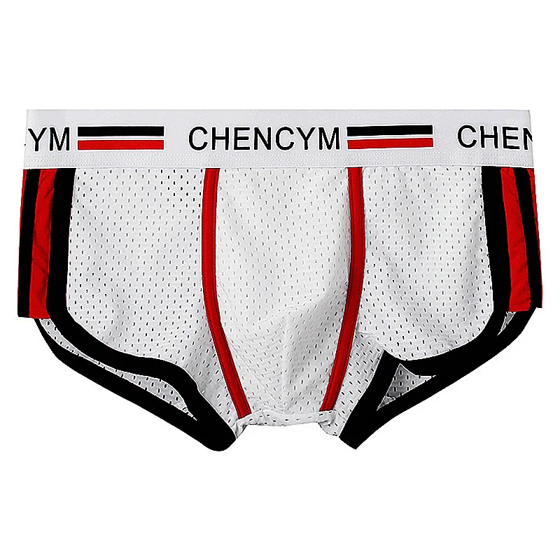 Men Hole Breathable Underwear Boxer Shorts Mens Ice Silk Seamless U Convex Design Soft Sexy Male Striped Quality Underpants