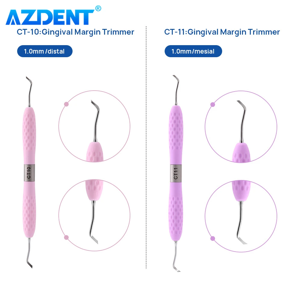 AZDENT 6PCS/Set Dental Restoration Instrument Enamel Chisel Set Spoon Excavator Gingival Margin Trimmer Cord Packer Repair Probe