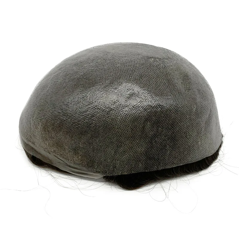 Toupee Natural Hairline Thin Skin Pu Base 100% Human Hair Replacement System