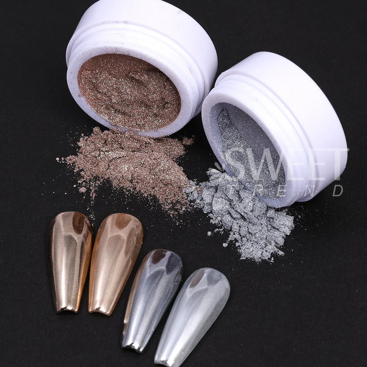 6 Color Gold Silver Chromium Nail Glitter Pigment High Quality Classic Luxury Champagne Metal Mirror Powder Gel Polish Manicure