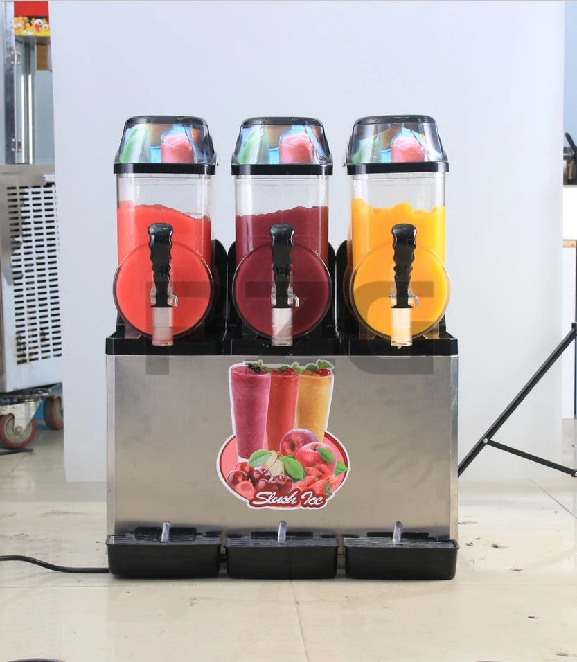 Commercial 3*12L Ice Cream Slash Soda Pupi Fruit Snow Bras Small Slush Machine Margarita Slush Maker Frozen-coke-machine 6