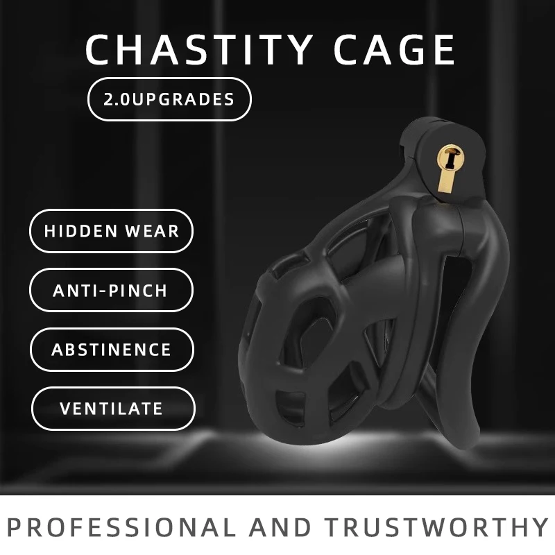 New Color Male Penis Lock Chastity Cage with Lock and 4 Rings Resin Virginity for Men Breathable Cock Ring Penis Fetish Restrain penis chastity cage chastity lock sex toy