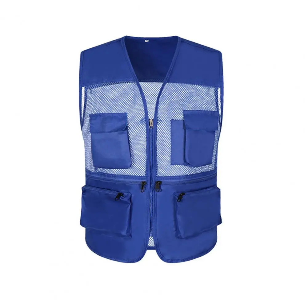 

Multi Pockets Jacket Lightweight Mesh Outdoor Sports Vest Mesh Breathable Construction Vest Waistcoat Camping Fishing Men Vests