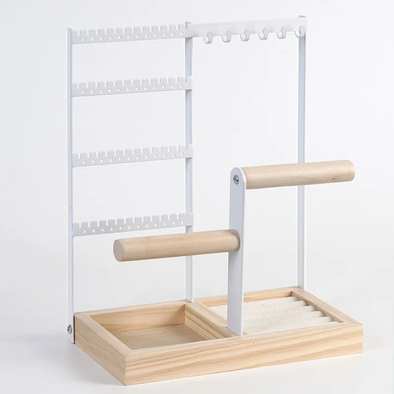 4 Tiers Jewelry Display Rack Earrings Organizer Jewelry Hooks Rectangle Desktop Jewelry Stand Bangle Watch Ear Stud Shop