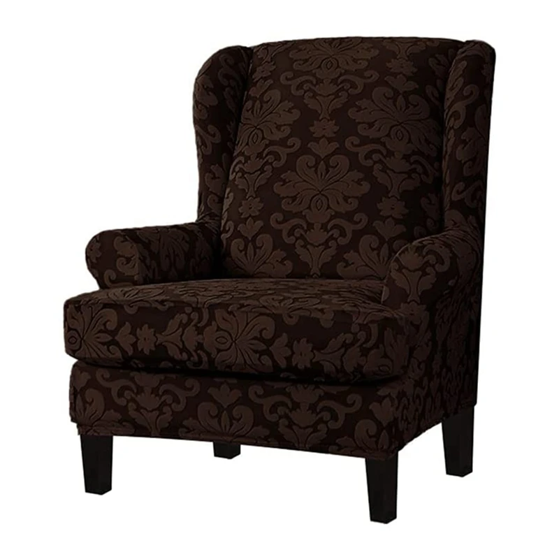 

Chair Covers 2 Piece Stretch Wing Chair Slipcover, Knitted Jacquard Washable Fabric Sofa Cover Furniture Protector