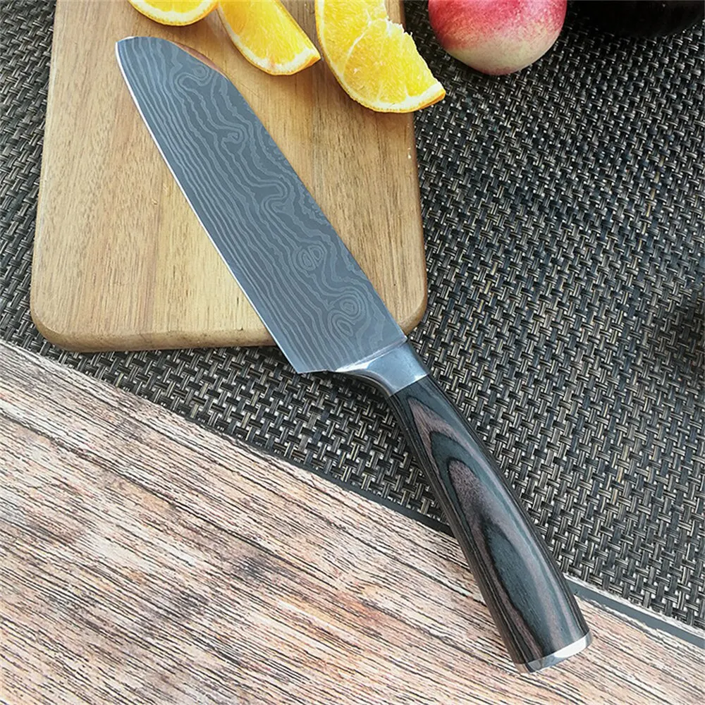  Honjo Muller Santoku Knife 7 Inch - Sharp Japanese-Style Kitchen  Chef Knife, Full Tang Stainless Steel Cooking Knives