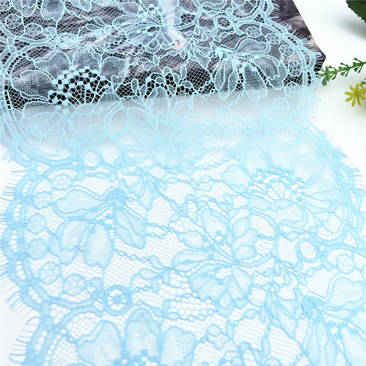 3y/lot Width 9 inch 23cm Sky Blue Underwear Lace Eyelash Trim Lingerie Sewing Craft DIY Apparel Fabric Bra Lace Non-Elastic 3