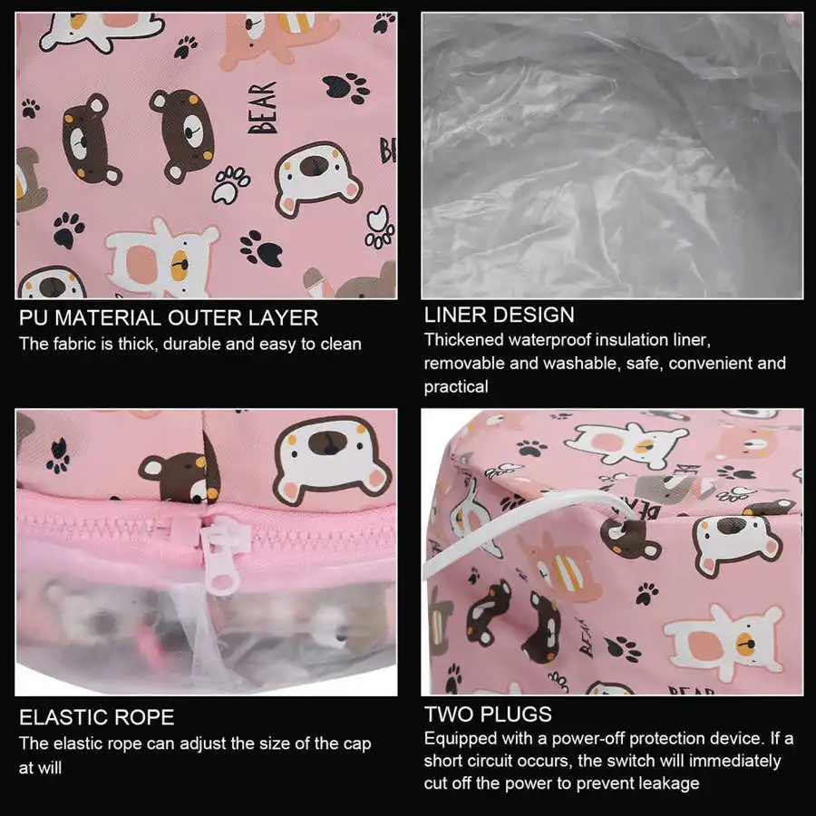 Hair Care Products Thermal Treatment Hair Cap PU + PVC Liner 3 Gears Adjustable Electric Heating Hair SPA Nourishing Hat Salon Home Care