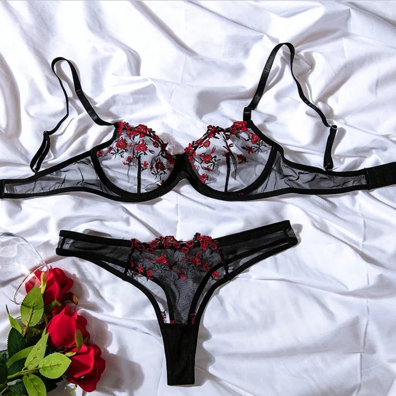 Set Lingerie Donna 3 Pezzi In Pizzo - Kimono, Reggiseno E Slip Trasparenti - Foto 10