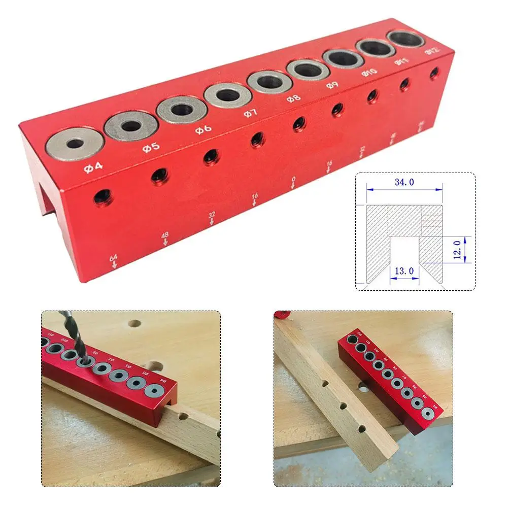

4-12mm Vertical Pocket Hole Jig Woodworking Dowel Drill Guide Centering Locator Self-centering Vertical Drilling Guide Punching