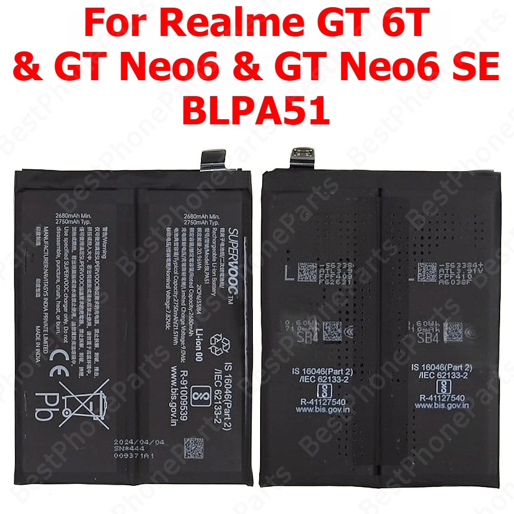 Battery For Realme GT6 GT5 Pro GT 6 5 Neo6 Neo5 SE BLPA87 Battery For Realme GT6 GT5 Pro GT 6 5 Neo6 Neo5 SE BLPA87