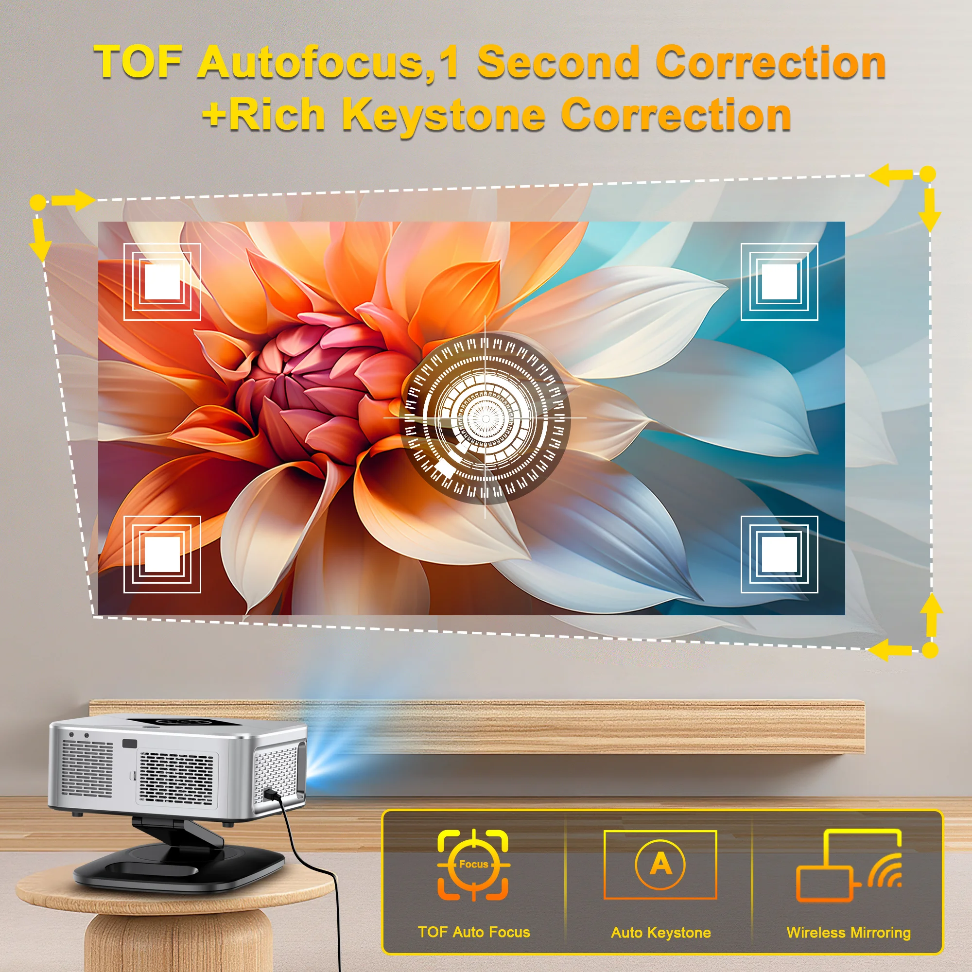 جهاز عرض Horlat 40000 لومن عالي الدقة 1080P جهاز ع...