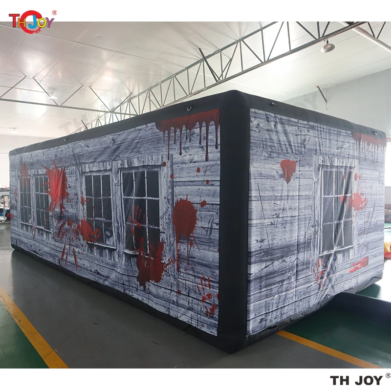 Fast Air Ship 6x4m Custom Made Inflatable Halloween Haunted House Maze Blow Up Air Labyrinth Maze Challenge Game with Blower 2