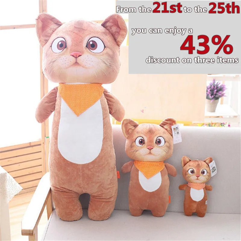 20/45/100cm Tomato Cat Plushie Cute Standing Kitten Soft Pillow 3d Double-sided Printing Pillow Kawaii Cat Basik