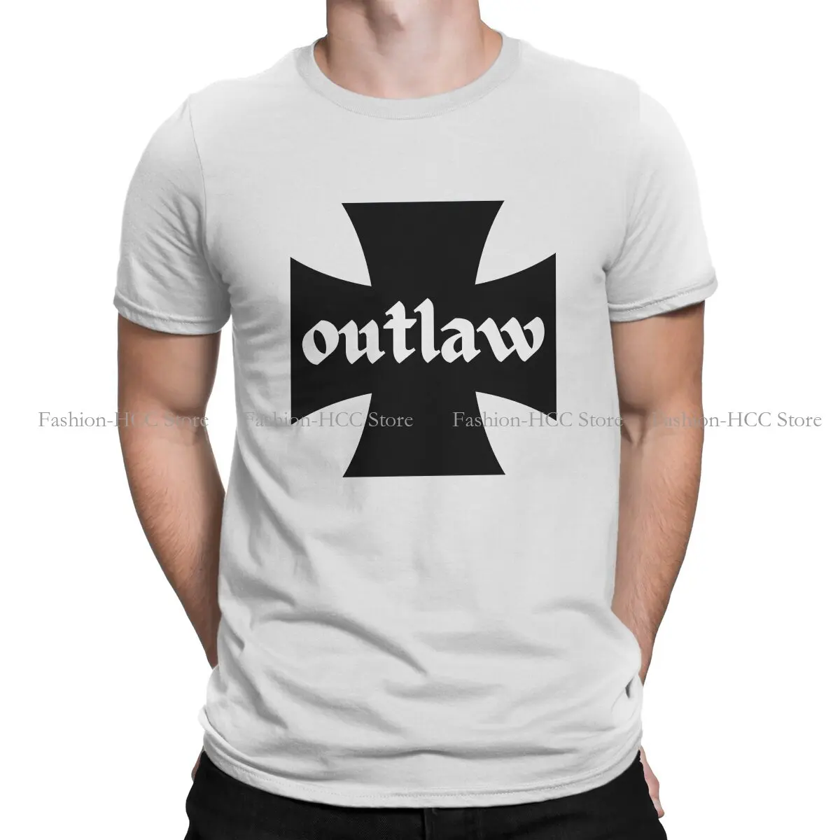 

Футболки с железным крестом из полиэстера, Мужская футболка с надписью Outlaw - Iron Cross Biker Design, персонализированная Мужская футболка, новые трендовые Топы