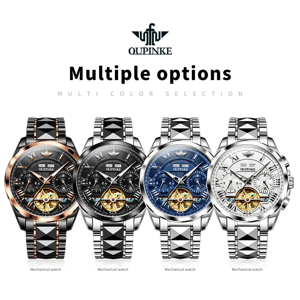 OUPINKE Orologio Da Uomo Automatico Scheletro - Lusso Con Cristallo Zaffiro, Acciaio Al Tungsteno, Impermeabile, Regalo - 4
