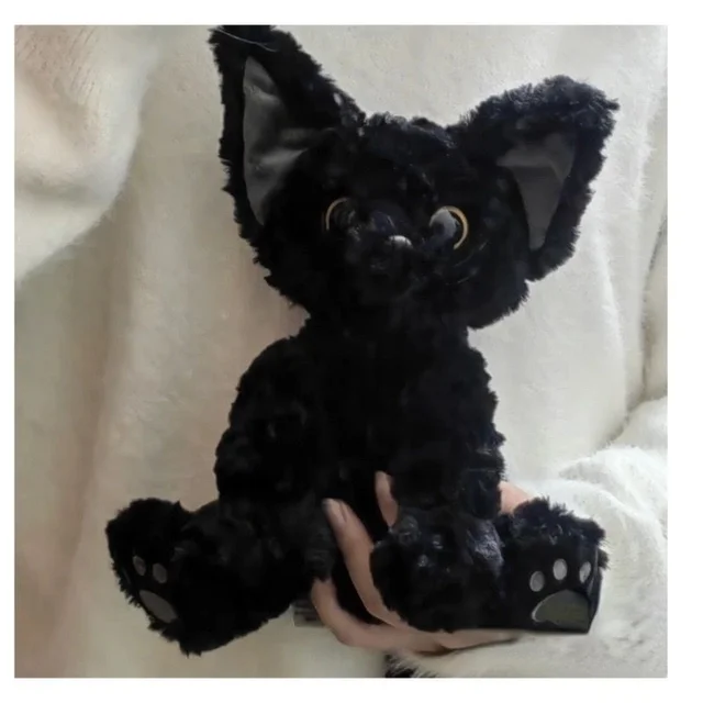 27cm Plemy Cat Plush Doll Kawaii KUKIs Kachidevon Curly Black Cat Plushie Toy Soft Cartoon Animal Pillow For Kids Baby Girl Gift