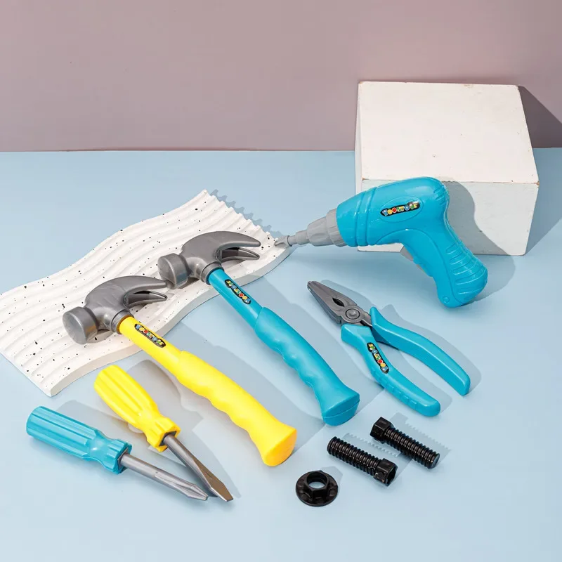 Children's Repair Tool Set Diy Pretend Play Toy for Boys Maintenance Tools Kit Safe Plastic Simulation Screwdriver Hammer Gifts