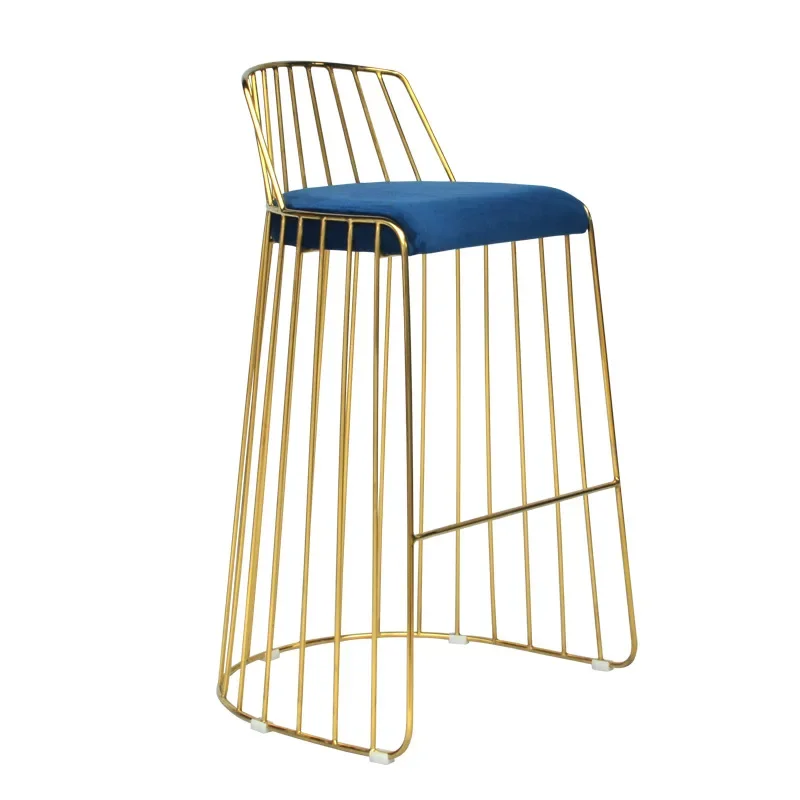 

Nordic Luxury Backrest Bar Chair Simple High Feet Stool Wrought Iron Bar Chair Minimalist Modern House Sillas Furniture WK