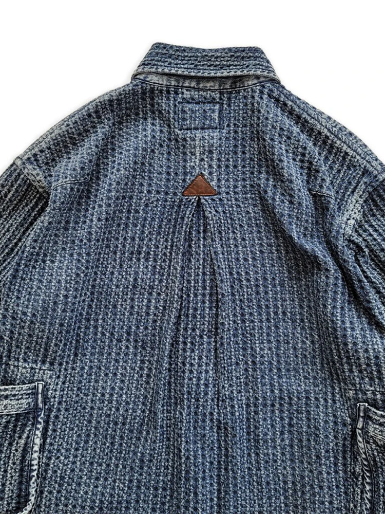 Men's Jacket Indigo Pockets Loose Fit Japanese Style Casual Vintage Clothes Spring Autumn 3