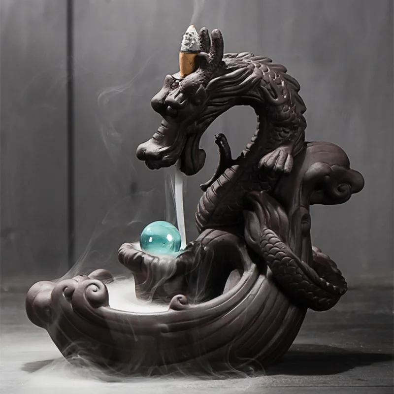 

Creative Purple Sand Dragon Smoke Countercurrent Incense Burner Decoration Incense Burner Dragon Home Decoration Incense Gifts